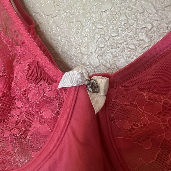 Victorias Secret Body Unlined Demi Bra 34DD Floral Lace Cups Adjustable Sheer - Picture 2 of 5